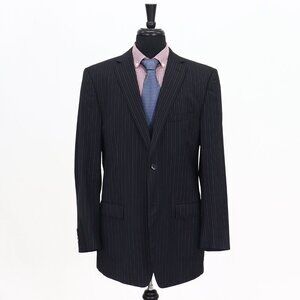 Z Zegna 44L Navy Striped 2-Button Sport Coat Blazer Jacket G797